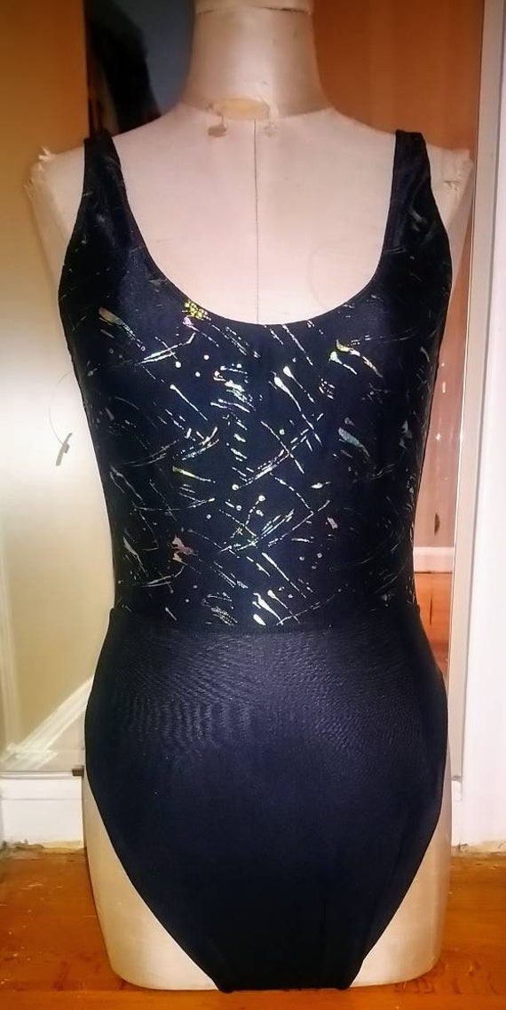 Metallic Oil Slick Splatter Print One Peice High C