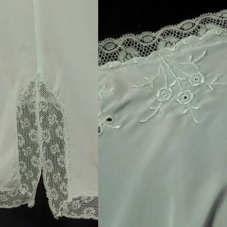 1950/'s 50s Robbin/'s Egg Blue Crisp Taffeta Slip Nightie Barbizon Eyelet Lace Adjustable Straps