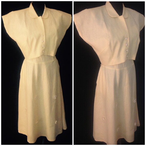 1940's 40s / 1950's 50s / Vintage Pale Yellow Str… - image 8