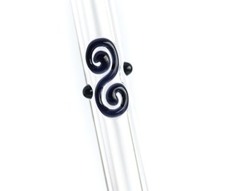Custom Double Spirial Accent Glass Straw-Eco-Friendly - Reusable, Lifetime Guaranteed with Cleaning Brush included & Dishwasher safe