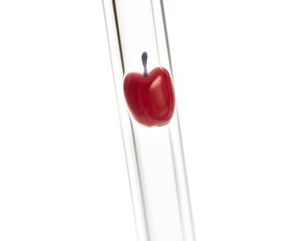 Apple Custom Accent Glass Drinking Straw-Eco-Friendly - Reusable, Lifetime Guaranteed with Cleaning Brush included & Dishwasher safe