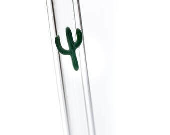 Cactus Accent Glass Straw-Eco-Friendly - Reusable, Lifetime Guaranteed with Cleaning Brush included & Dishwasher safe