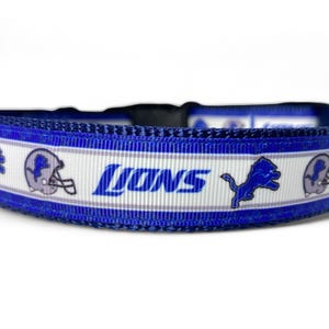 Detroit Lions - Drużyna sportowa - Piłka nożna - Niebieska - Obroża dla psa - 1" szerokości