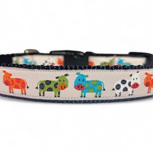 Cow - Multicolored - Dog Collar - 3/4&quot; Wide