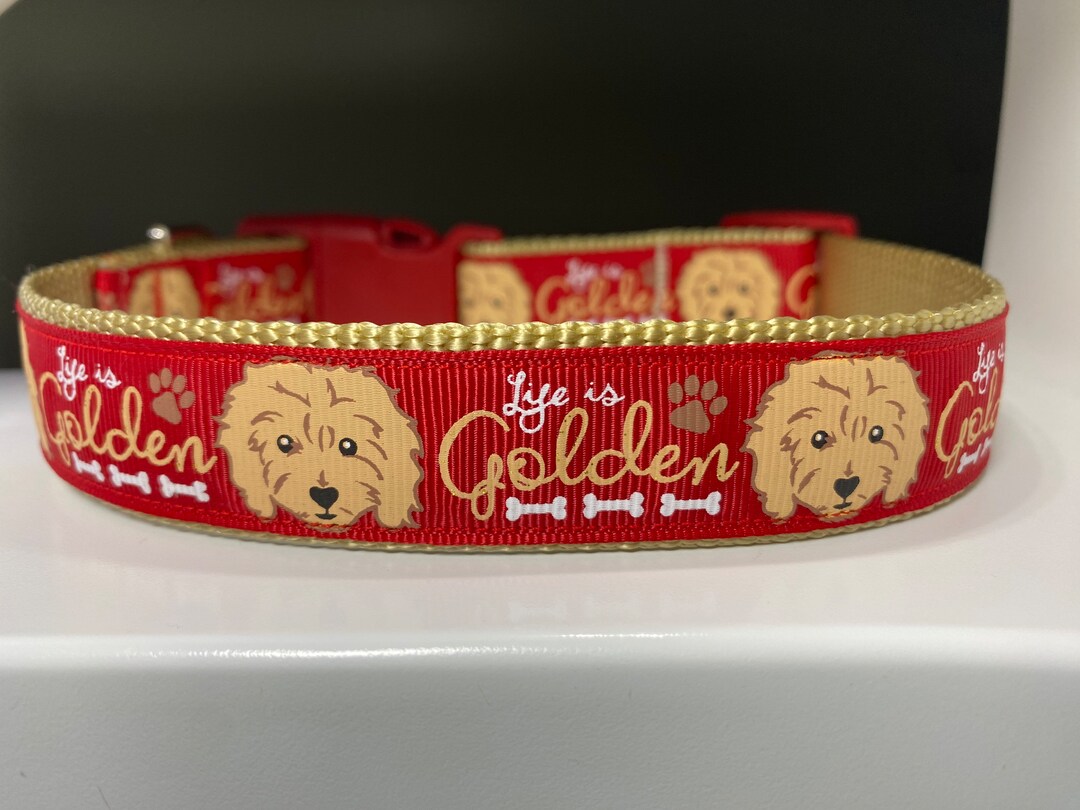 Life is Golden Goldendoodle Labradoodle Red Dog Collar 1 Wide Etsy