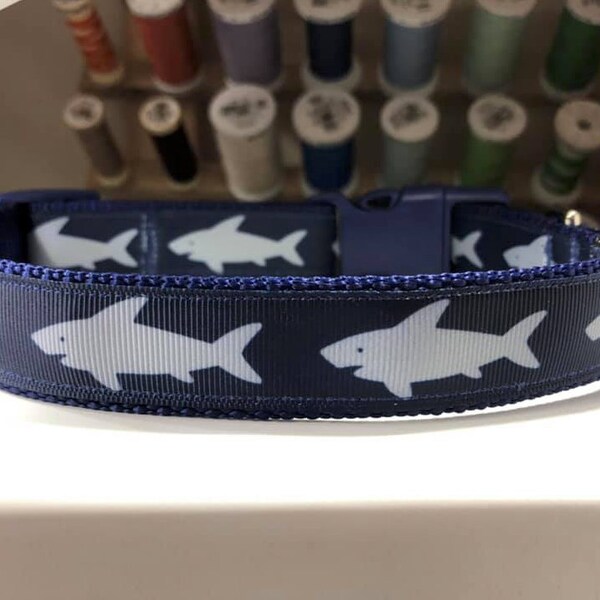 Navy Dog Collar Etsy