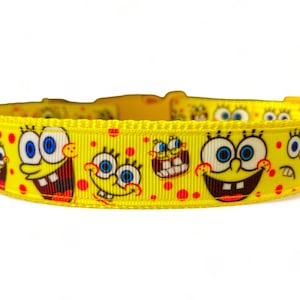 Spongebob - Cartoon - Dog Collar - 1" Wide - Matching Leash Optional