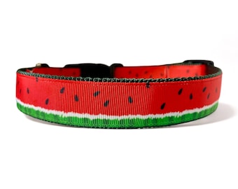 Wassermelone - Melone - Obst - Rot - Grün - Hundehalsband - 25mm Breite