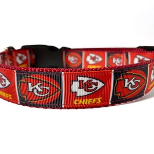 Kansas City Chiefs - Sports Team - Football - Red - Black - Dog Collar - 1&quot; Wide