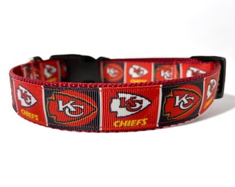 Kansas City Chiefs - Sports Team - Football - Red - Black - Dog Collar - 1" Wide