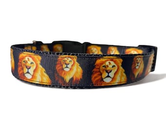 Lion - Wild Cat - African Cat - Black - Dog Collar - 1" Wide
