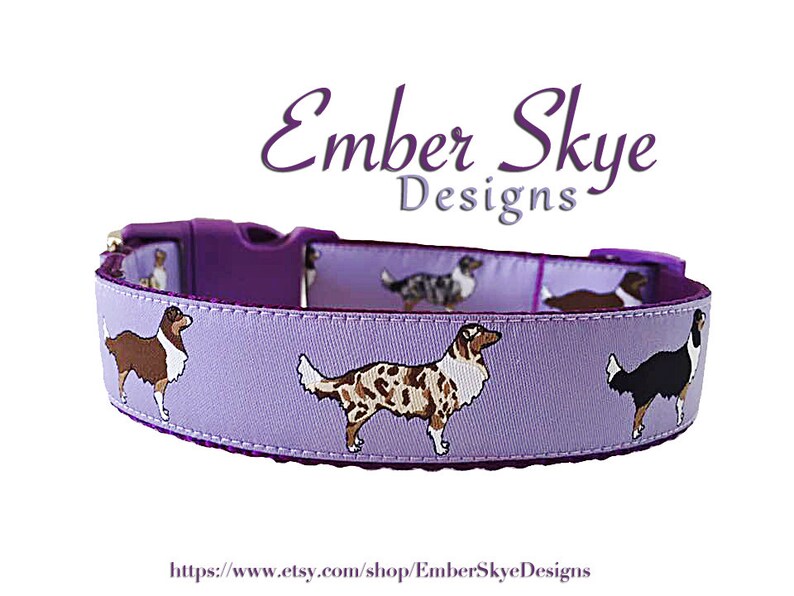 Australian Shepherd Adjustable Dog Collar blue Purple Red Etsy