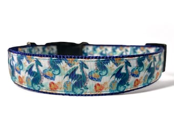 Dragon - Blue - Dog Collar - 1" or 3/4" Wide