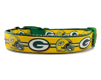 Green Bay Packers - Sports Team - Football - Yellow - Green - Dog Collar - 1" or 3/4" Wide
