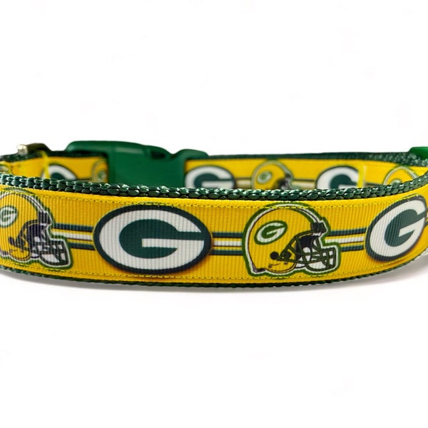 Green Bay Packers - Sports Team - Football - Yellow - Green - Dog Collar - 1" or 3/4" Wide