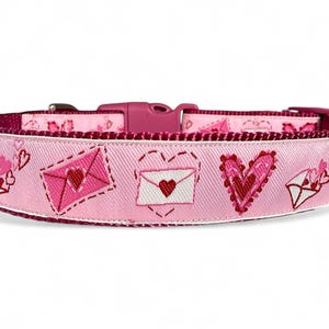 Cartões de Dia dos Namorados - Corações - Rosa - Vermelho - Coleira de Cachorro - 1" de Largura