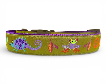Chamäleon - Laubfrosch - Regenwald - Hundehalsband - 25mm Breite
