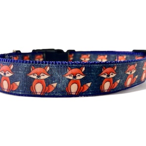 Fox - Navy - Dog Collar - 3/4" and 1" Widths