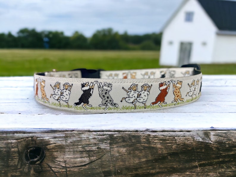 Shetland Sheepdog Sheltie Dancing Dogs Sheep Dog Collar 3/4 Wide Matching Leash Upgrade image 2