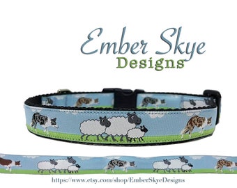 Border Collie - Red Merle - Blue Merle - Red and White - Herding Sheep - Dog Collar - 3/4" Wide