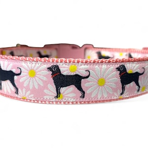 Labrador retriever - labrador - madeliefje - bloem - roze - hondenhalsband - 1&quot; breed