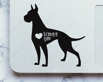 Great Dane Decal With Heart Car Laptop Dog Vinyl Sticker