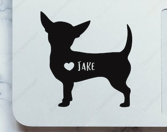 Chihuahua Decal With Heart Car Laptop Dog Vinyl Sticker