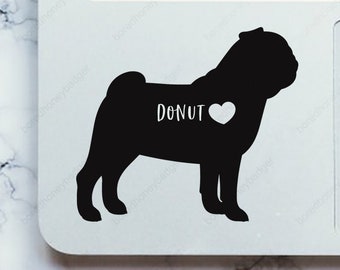 Pug Decal With Heart Car Laptop Dog Vinyl Sticker