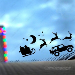 Ho Ho Ho Little Santa Flying with Reindeers decals for a Happy Jolly Christmas