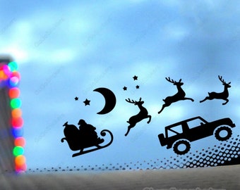 Ho Ho Ho Little Santa Flying with Reindeers decals for a Happy Jolly Christmas