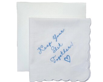 Keep Your Shit Together, Embroidered Square Scalloped Edge Handkerchief