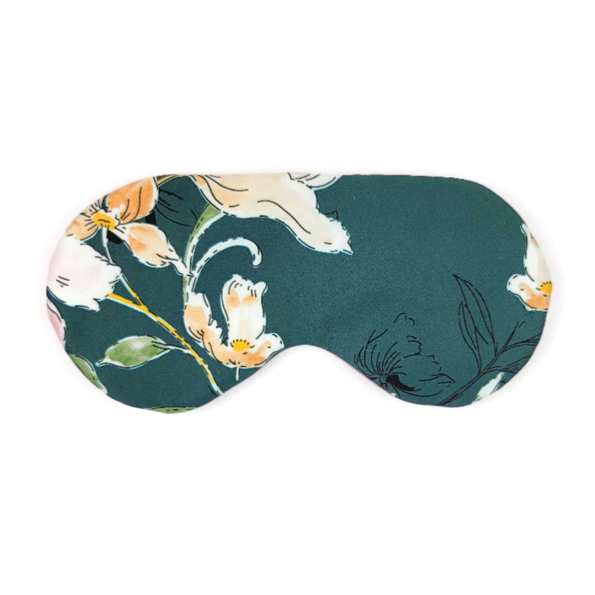 Luxe Satin Reversible Sleep Mask Dk Green Floral/Pink Solid Etsy
