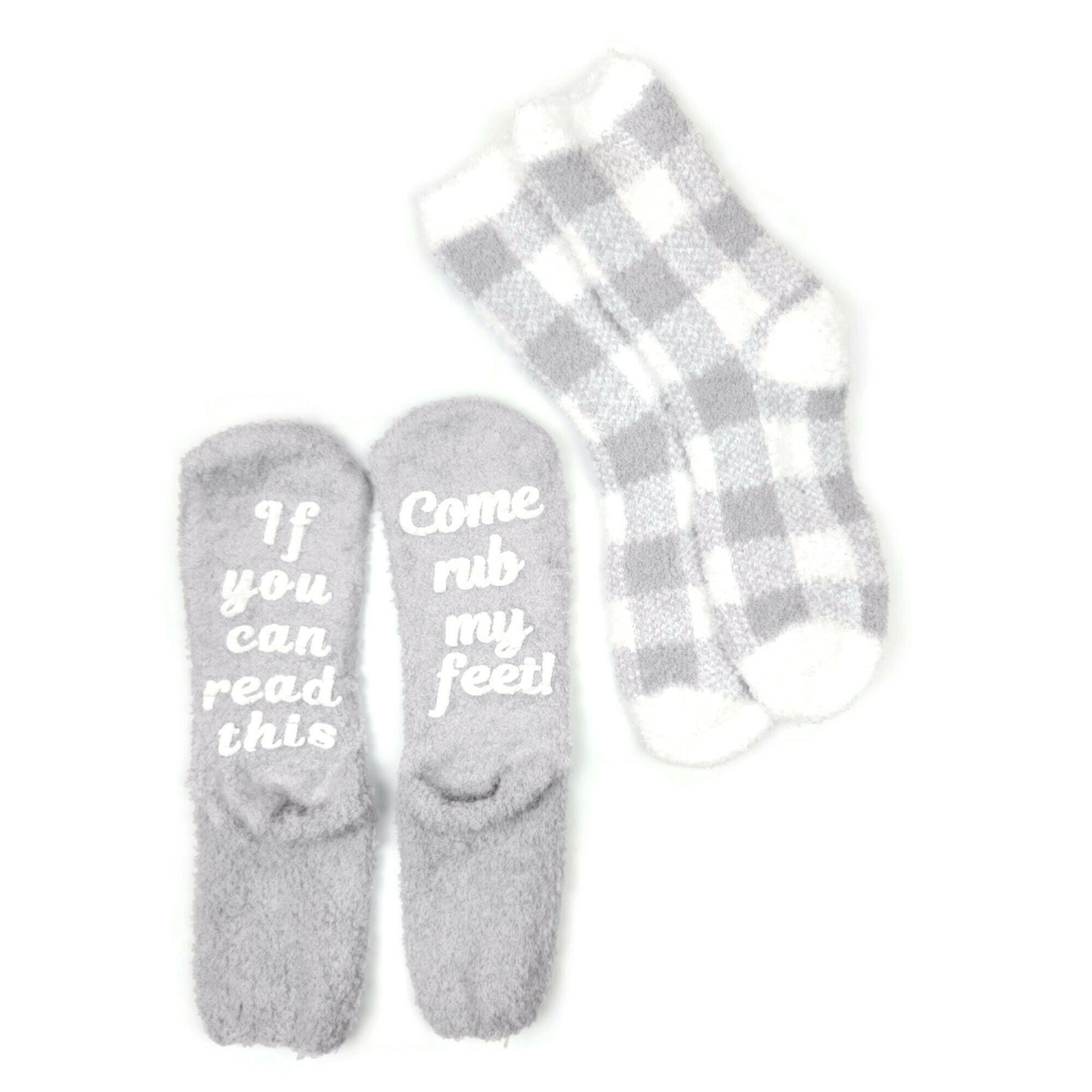 2 pair Fuzzy Socks with Puffy Design If You Can Read This Etsy