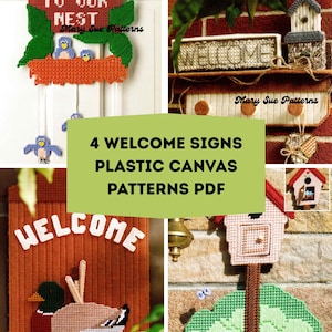 Bird Welcome Door Signs Plastic Canvas PDF Digital Pattern / Duck Garden Vintage Home Decor