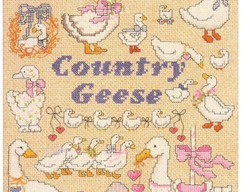 Vintage Country Geese 19 Motif Designs Silly Goose Cross Stitch PDF Digital Pattern Book