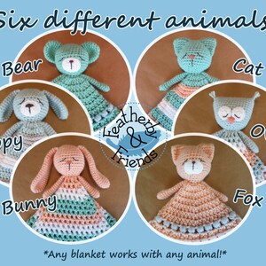 Bear Bunny Cat Dog Owl Fox Lovey Crochet Pattern Mix & Match Animal Lovies Baby Shower Gift image 2