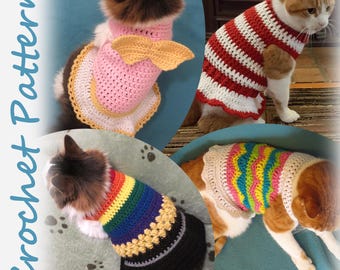 Pet Sweater Crochet Patterns: Holiday Cat or Small Dog Bundle (PDF Pattern)