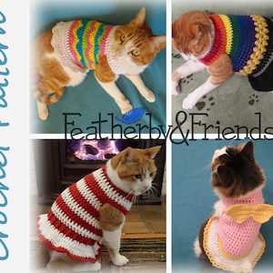 Pet Sweater Crochet Patterns for Cat or Small Dog - Easter St Patricks Day Valentines Christmas Holiday Bundle