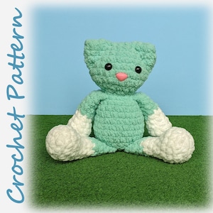 Cat Crochet Pattern - no sew, kitty plush stuffie blanket yarn