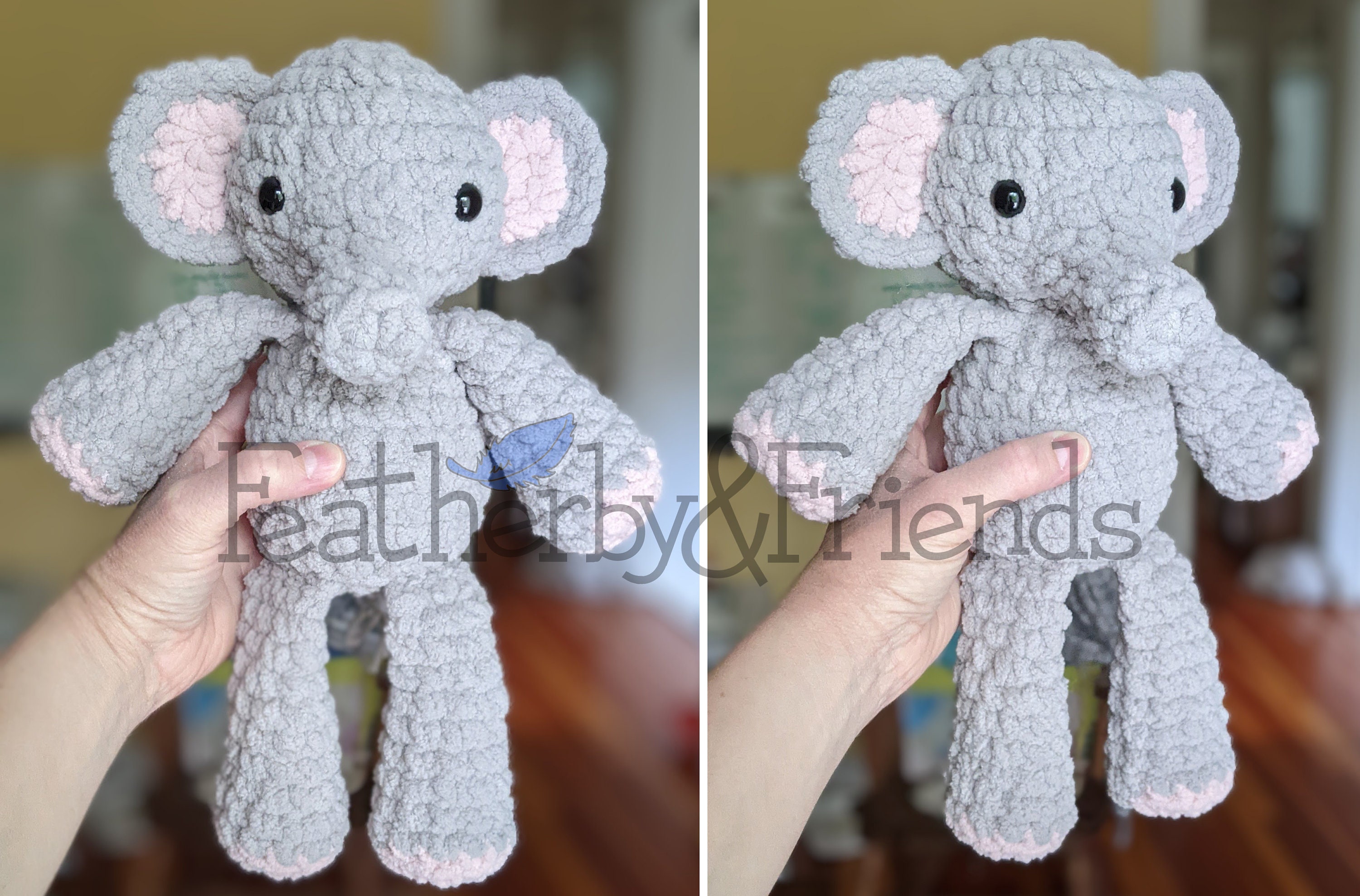 Elephant Crochet Pattern Plush Stuffie Blanket Yarn - Etsy