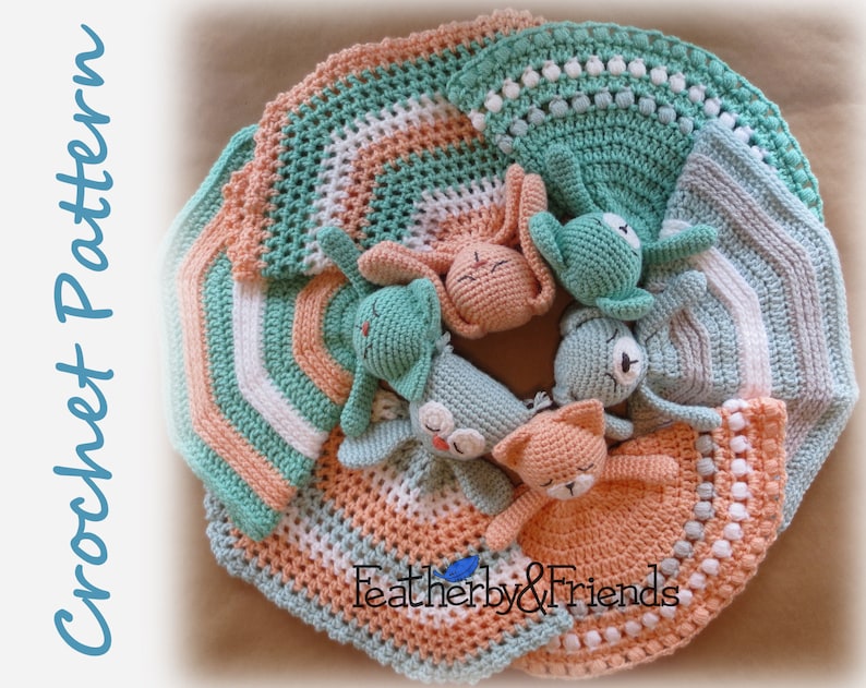 Bear Bunny Cat Dog Owl Fox Lovey Crochet Pattern Mix & Match Animal Lovies Baby Shower Gift image 1
