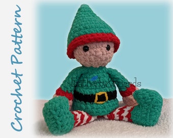 Elf Crochet Pattern - Christmas holiday boy or girl doll amigurumi plush stuffie blanket yarn