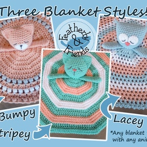 Bear Bunny Cat Dog Owl Fox Lovey Crochet Pattern Mix & Match Animal Lovies Baby Shower Gift image 3