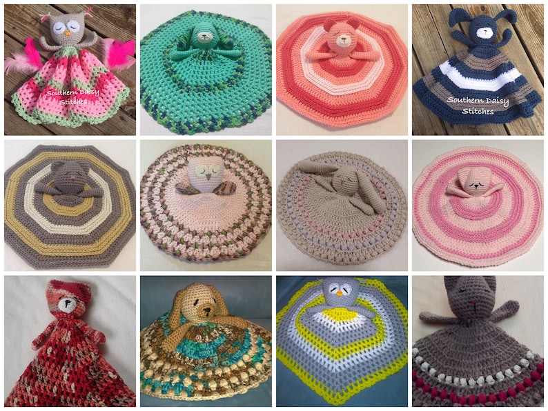Bear Bunny Cat Dog Owl Fox Lovey Crochet Pattern Mix & Match Animal Lovies Baby Shower Gift image 10