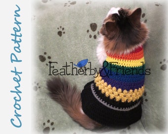 Pet Sweater Crochet Pattern for Cat or Small Dog - Lucky Pot of Gold St Patricks Day