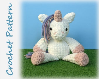 Unicorn Crochet Pattern - plush stuffie blanket yarn horse