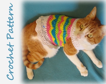 Pet Sweater Crochet Pattern for Cat or Small Dog - Easter Eggcellent Egg