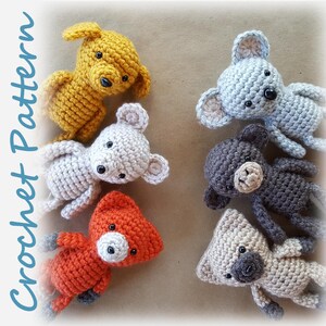 Malutki wzór na szydełkowe zwierzątka: kot, pies, lis, koala, małpa, mysz (wzór w formacie PDF)