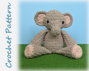 Elephant Crochet Pattern - plush stuffie blanket yarn