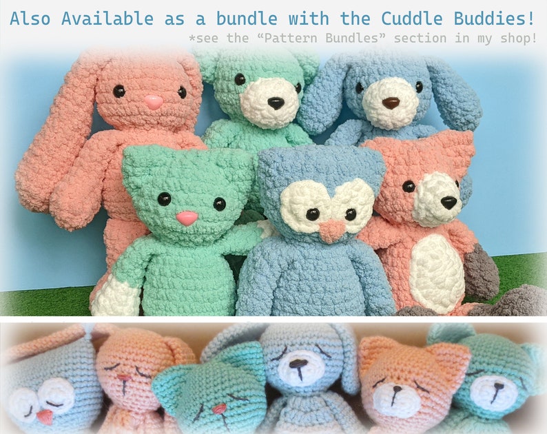 Bear Bunny Cat Dog Owl Fox Lovey Crochet Pattern Mix & Match Animal Lovies Baby Shower Gift image 7